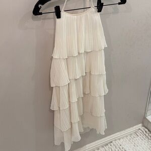 Zara M GUC Ruffle flowy boho Halter Dress White